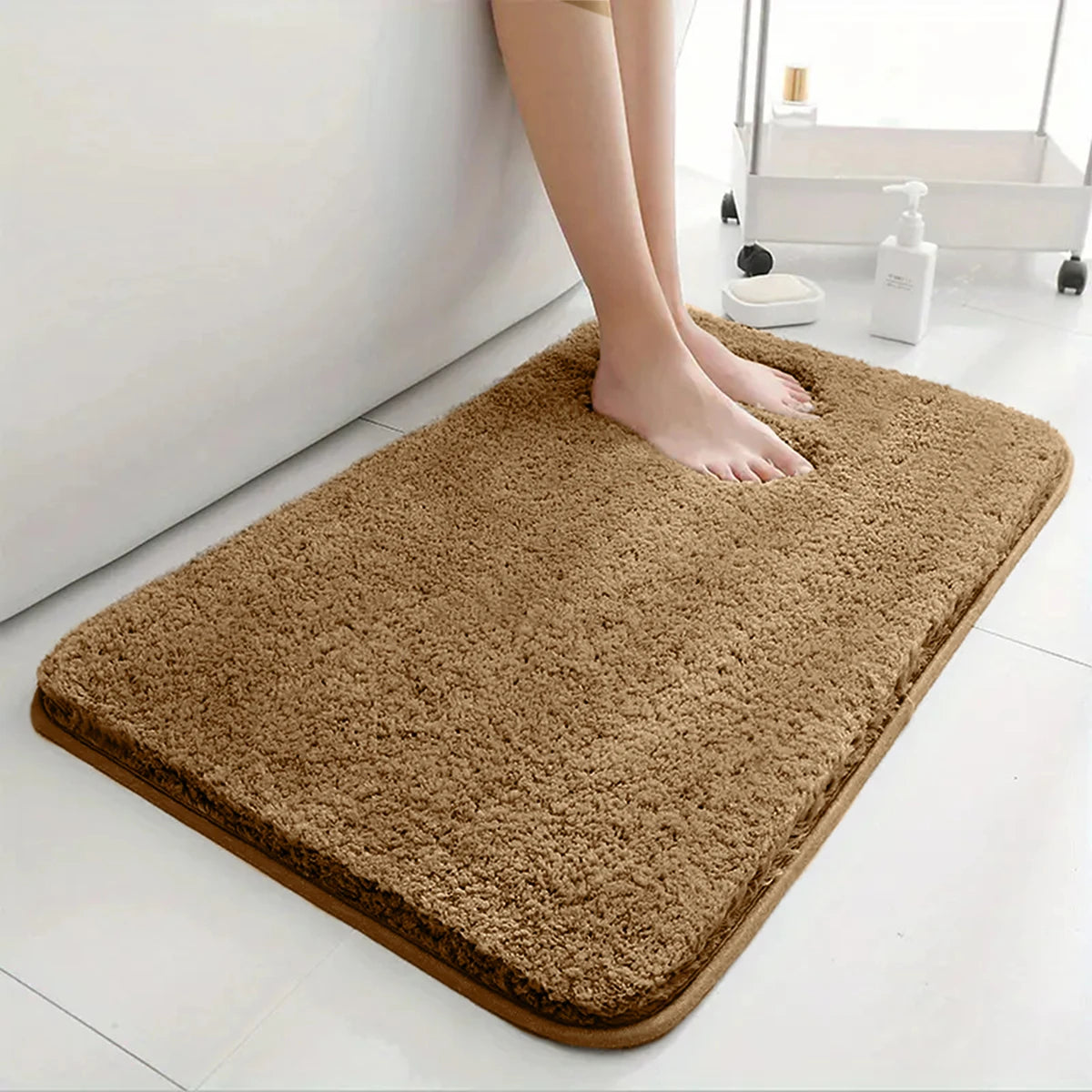 Tapis de sol de salle de bain en peluche épaisse antidérapante