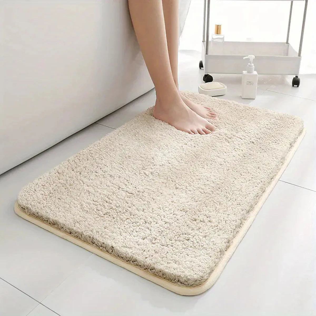 Tapis de sol de salle de bain en peluche épaisse antidérapante