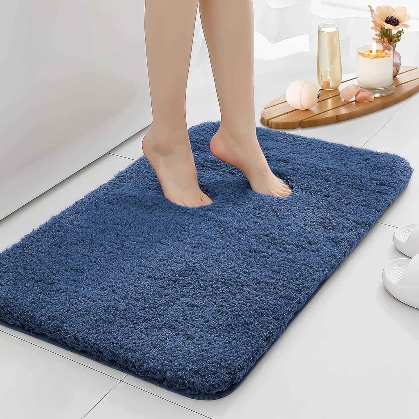 Tapis de sol de salle de bain en peluche épaisse antidérapante
